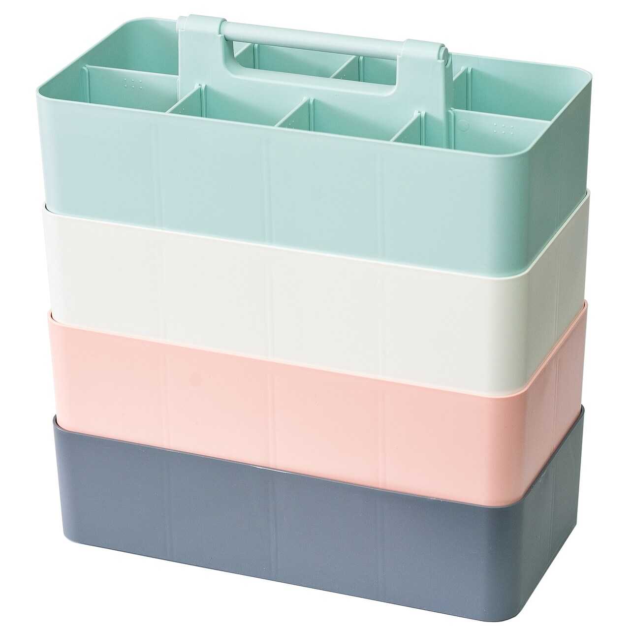 Enjoy Organizer - 4 Pack Portable Plastic Caddy with Handle | Desk, Makeup, Dorm Caddy, Made In USA